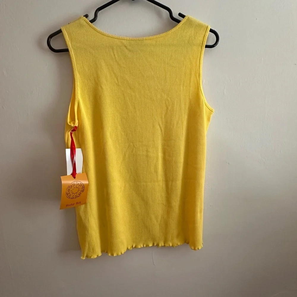 Ruby Rd. Yellow Embellished Tank Top - Picture 4 of 4